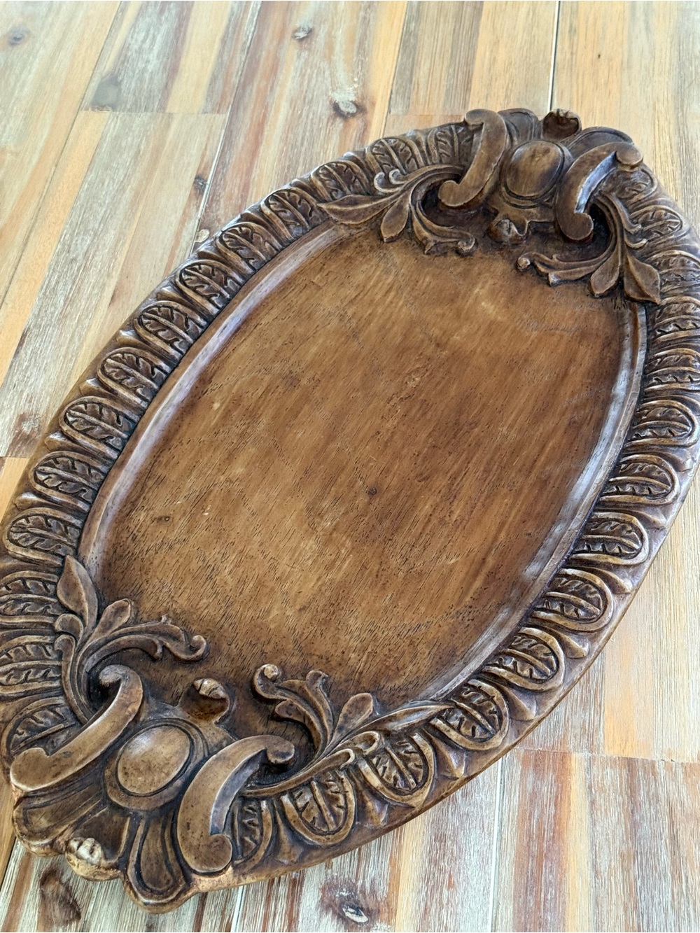 Southern Living at Home Brimfield Resin Oval Wood Look Tray in Brown